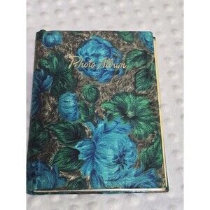Vintage MCM Photo Album Satin Spiral Bound 3.5" Photos Floral Made In Japan